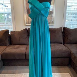 Marchesa Notte Teal Green Silk Dress